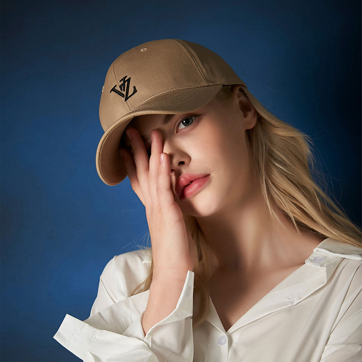 VARZAR - 3D MONOGRAM LOGO OVER FIT BALL CAP BEIGE [VZR4-0002]