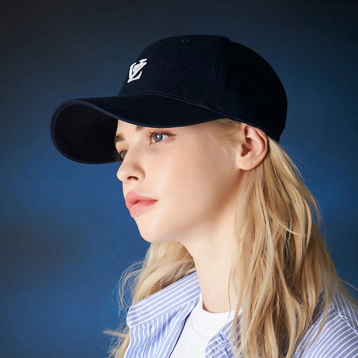 VARZAR - 3D MONOGRAM LOGO OVER FIT BALL CAP NAVY [VZR4-0002]