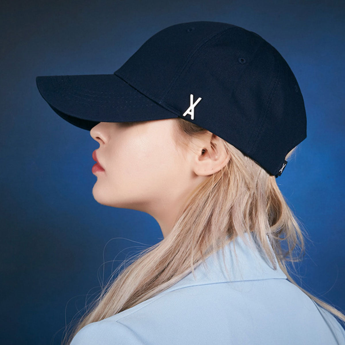 VARZAR - STUD LOGO OVER FIT BALL CAP NAVY【VZR4-0004】