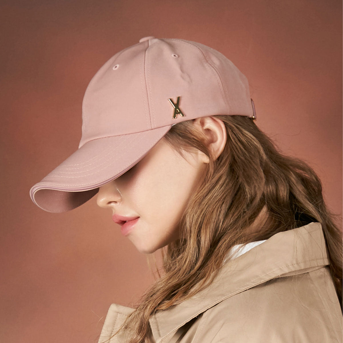 VARZAR - GOLD STUD OVER FIT BALL CAP PINK【VZR4-0005】