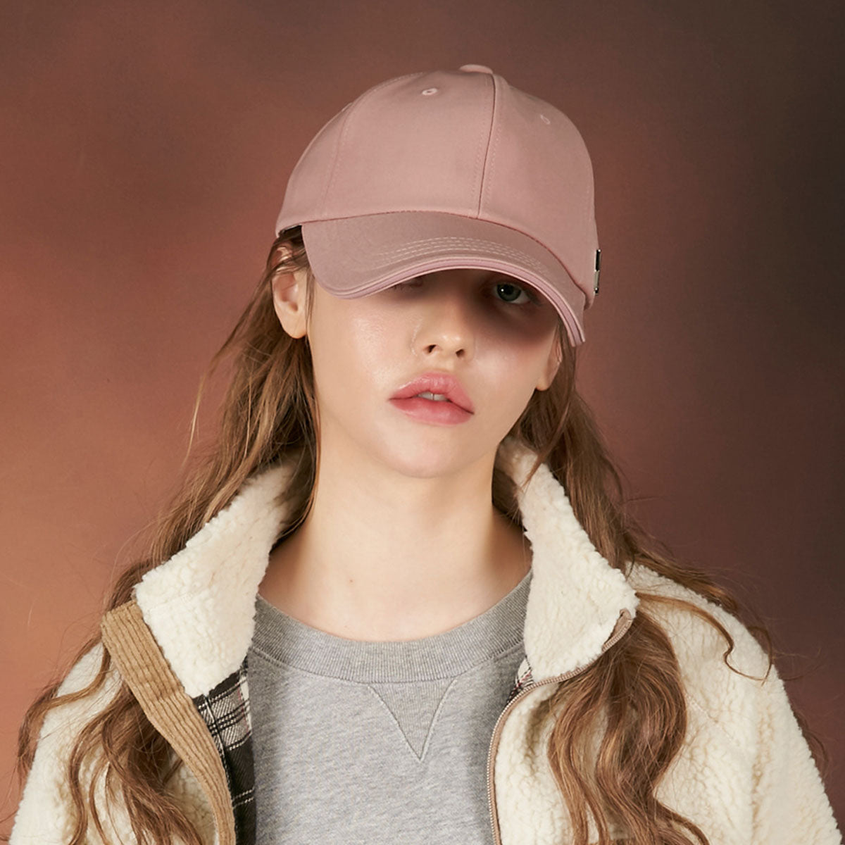 VARZAR - SILVER STUD OVER FIT BALL CAP PINK【VZR4-0006】