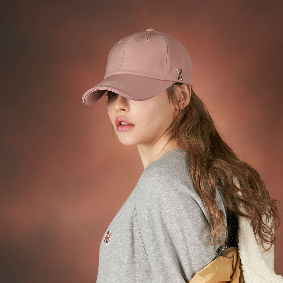 VARZAR - SILVER STUD OVER FIT BALL CAP PINK【VZR4-0006】