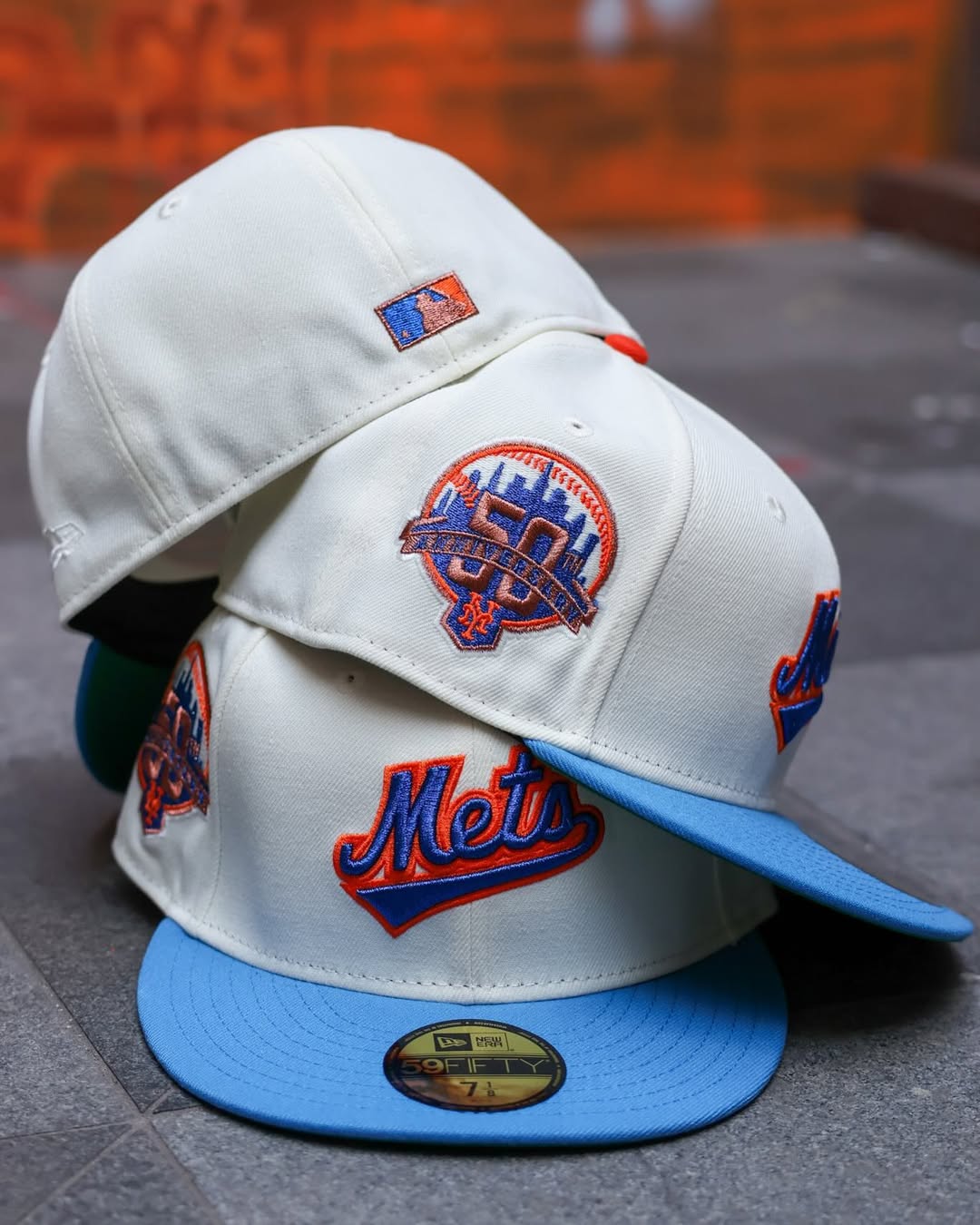 NEW ERA - 59FIFTY New York Mets 50th Anniversary WHITE/LIGHT BLUE