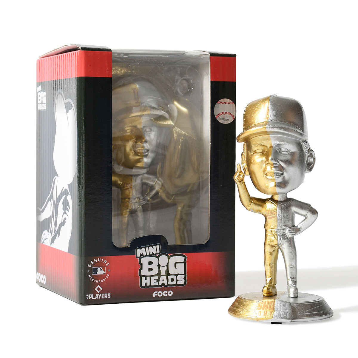 【HOMEGAME Exclusive】 FOCO - SHOHEI OHTANI LA DODGERS SMU 4.5 INCH GOLD AND SILVER MINI BIGHEAD 4.5 INCH