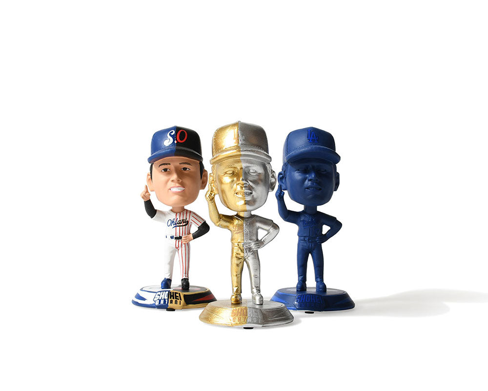 【HOMEGAME Exclusive】 FOCO - SHOHEI OHTANI LA DODGERS SMU 4.5 INCH GOLD AND SILVER MINI BIGHEAD 4.5 INCH