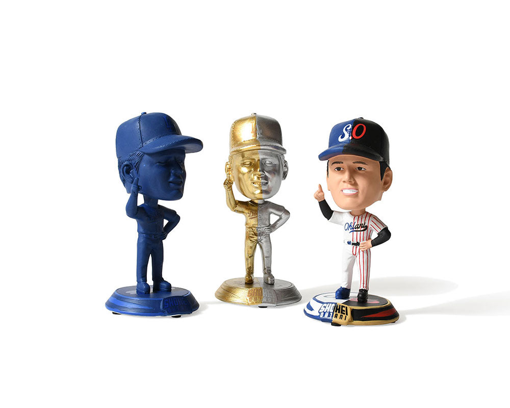 【HOMEGAME Exclusive】 FOCO - SHOHEI OHTANI LA DODGERS SMU 4.5 INCH GOLD AND SILVER MINI BIGHEAD 4.5 INCH