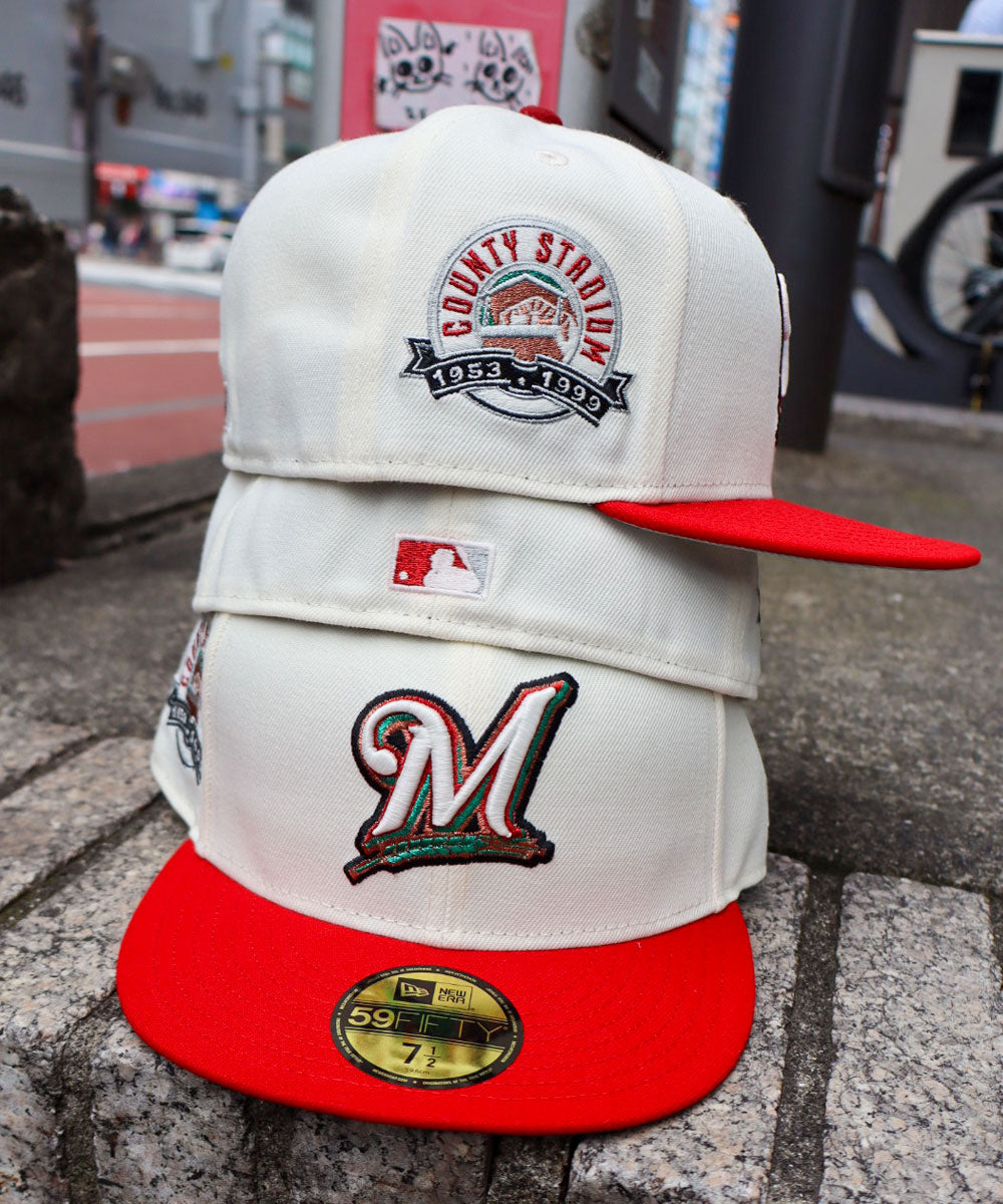 NEW ERA - Milwaukee Brewers NYCO COUNTY STADIUM 59FIFTY CHROME WHITE/RED