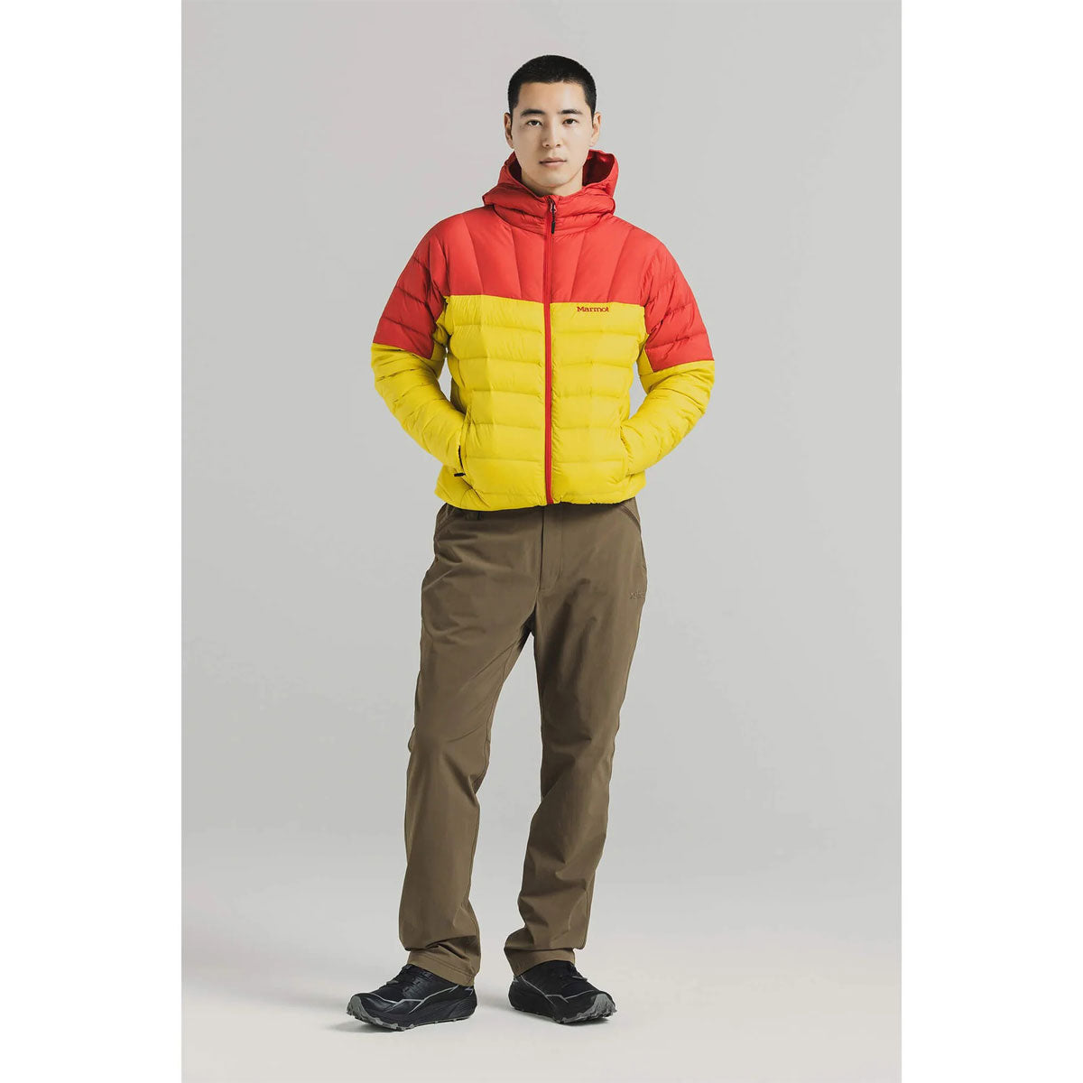 MARMOT - Lance Down Hoodie RED×YELLOW 【MTFW25MDW009】