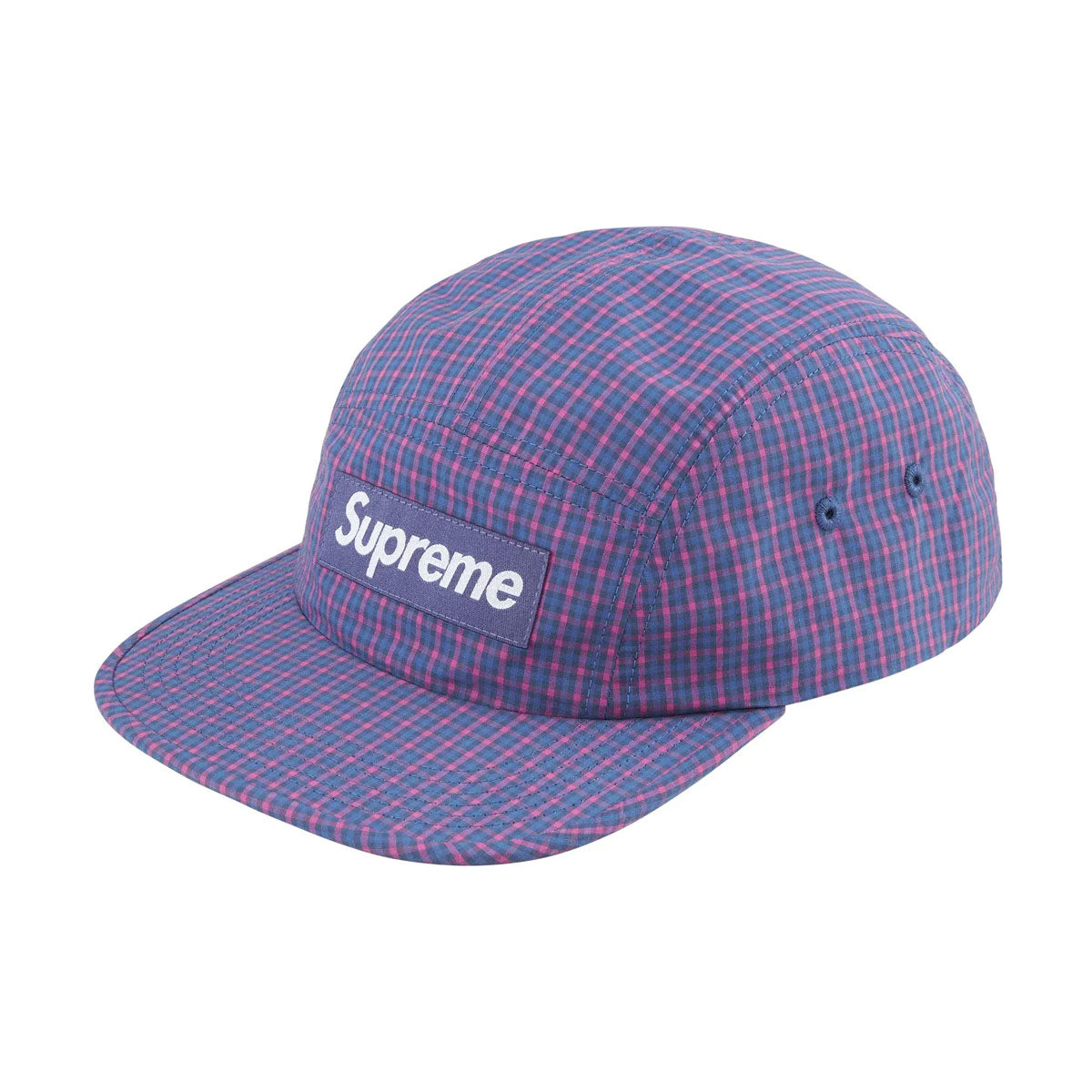 Supreme ‐ Cordura Plaid Camp Cap Blue