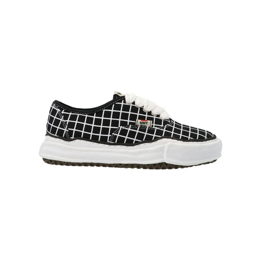 Maison Mihara Yasuhiro BAKER LOW PRINTED CANVAS BLK Check print lace-up black [A08FW728] 