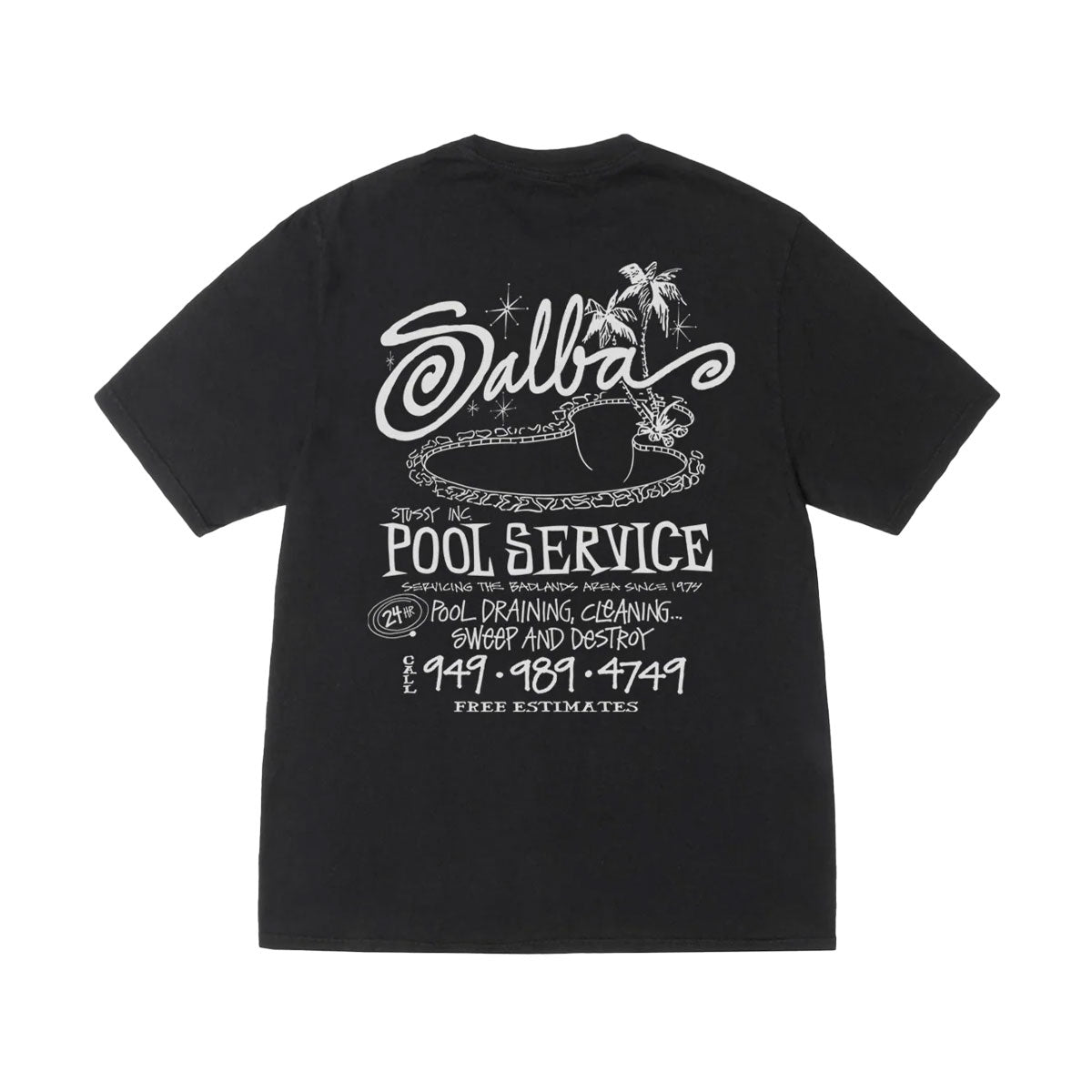 STUSSY - POOL SERVICE PIGMENT DYED TEE BLACK 【3904015】