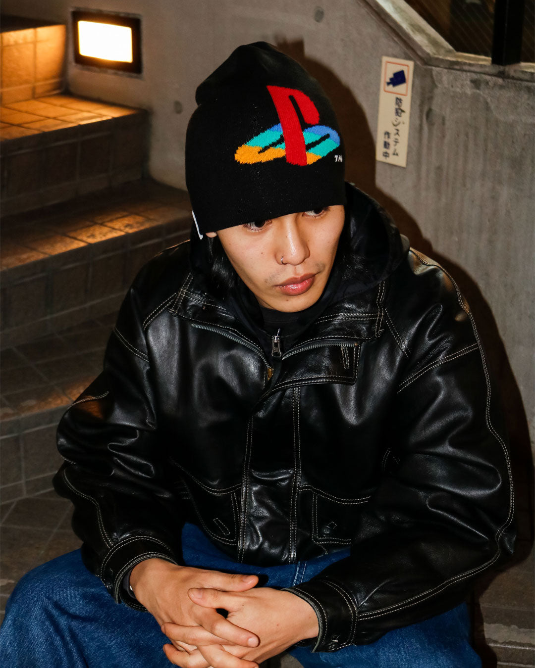 NEW ERA PLAYSTATION - BASIC BEANIE 4COLOR FAMILY MARK BLACK