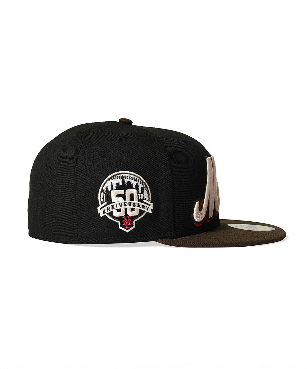 NEW ERA - NEW YORK METS CO 50TH ANNIV 59FIFTY BLACK/WALNUT 【71006620】