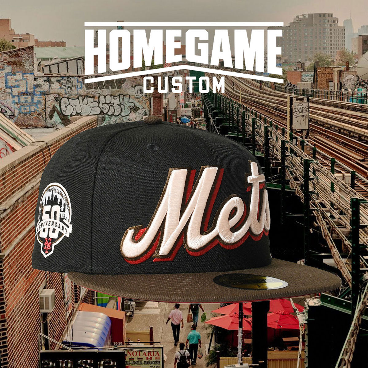 NEW ERA - NEW YORK METS CO 50TH ANNIV 59FIFTY BLACK/WALNUT 【71006620】