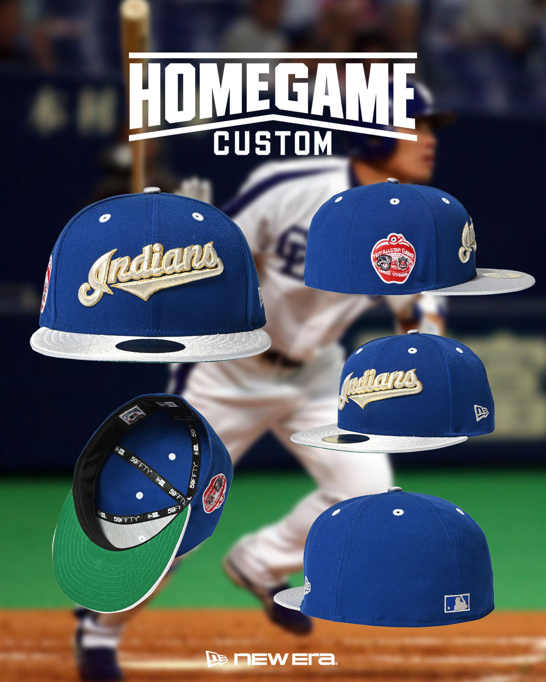 NEW ERA - CLEVELAND INDIANS CO 1977 ASG 59FIFTY LIGHT ROYAL/SILVER【71024962】