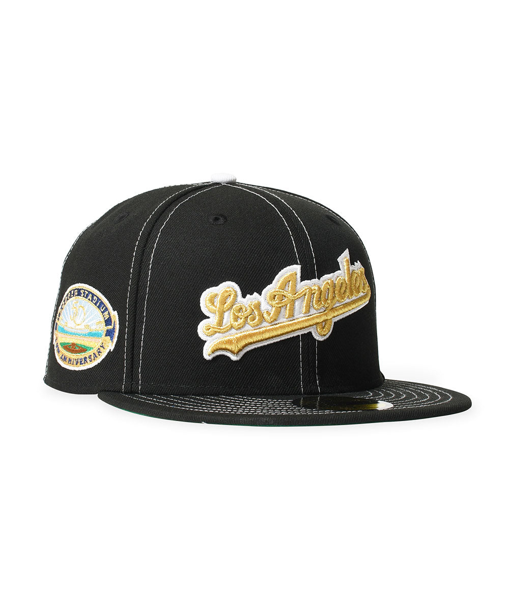 NEW ERA - LOS ANGELES DODGERS CO 50TH ANNIV WORLD LOGO 59FIFTY BLACK【71037330】