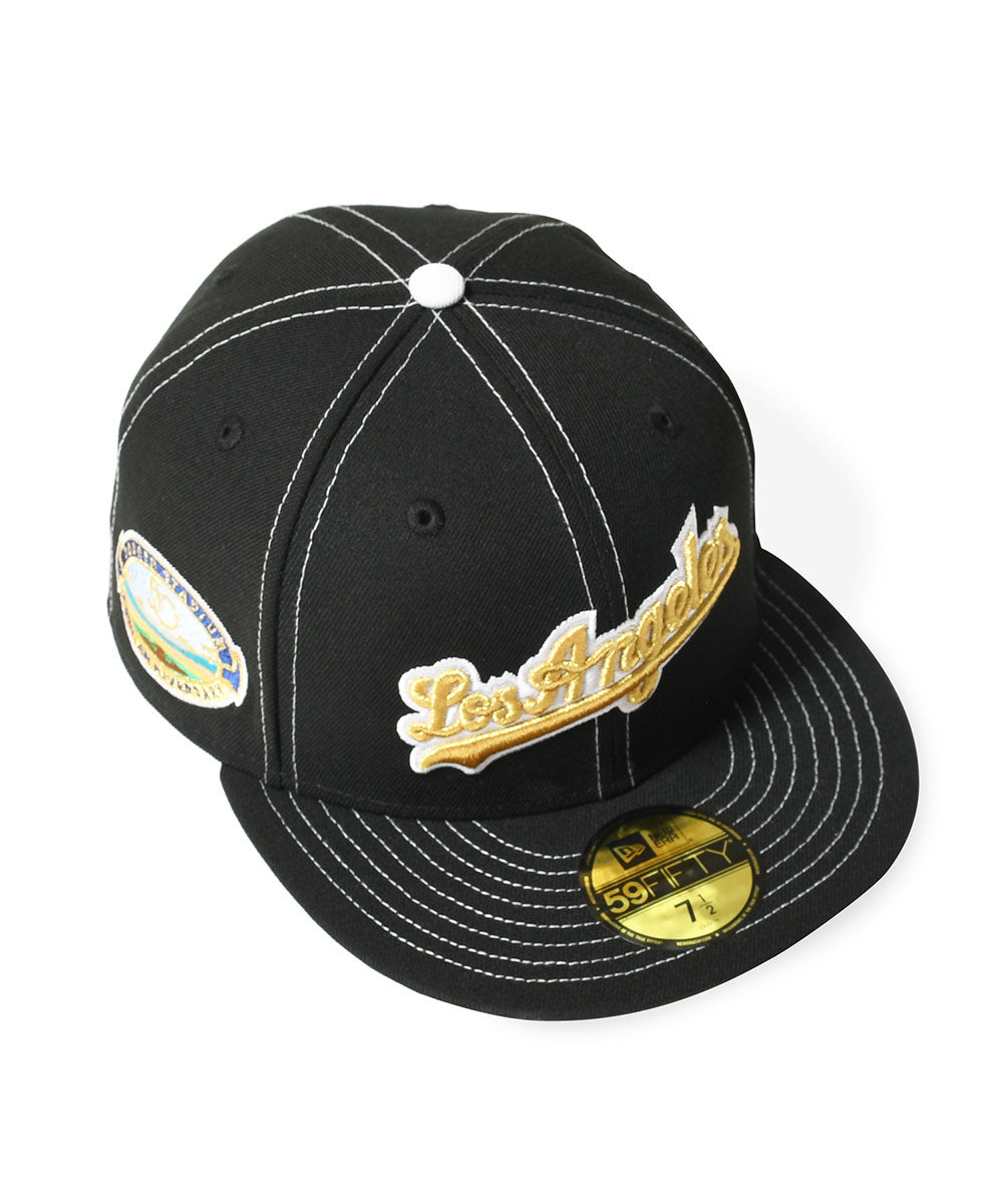 NEW ERA - LOS ANGELES DODGERS CO 50TH ANNIV WORLD LOGO 59FIFTY BLACK【71037330】