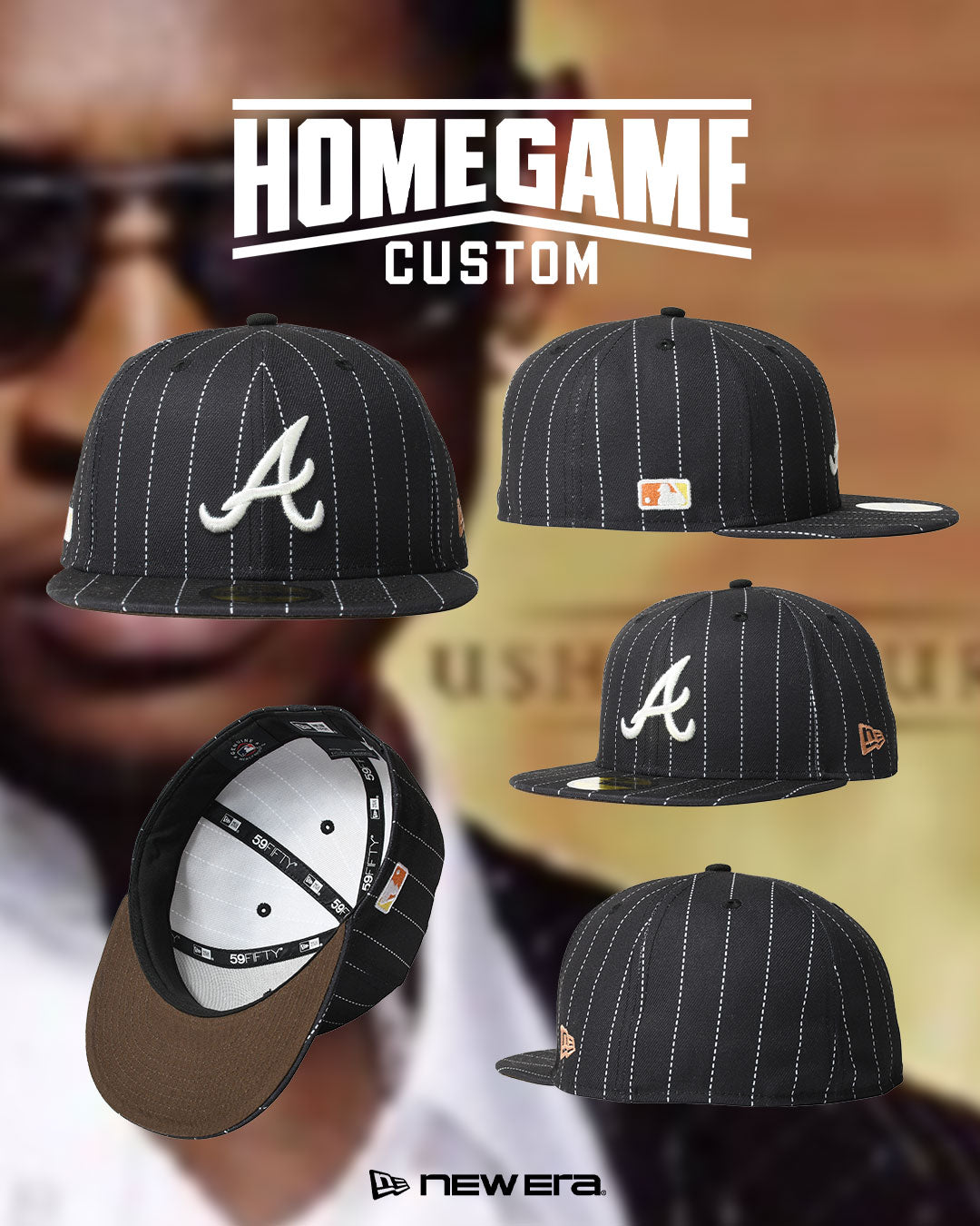 NEW ERA - ATLANTA BRAVES CO 59FIFTY BLACK/WHITE PINSTRIPE