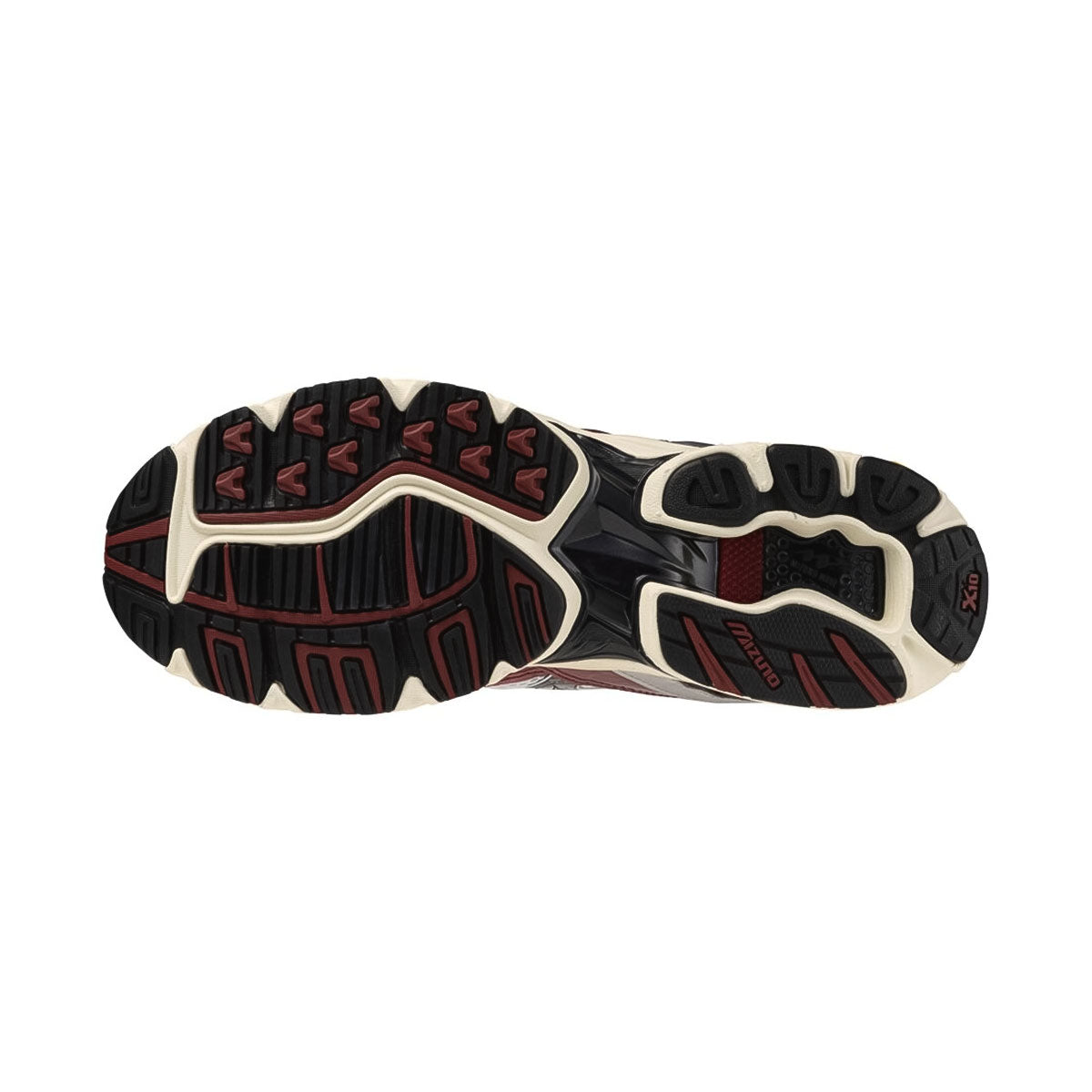 MIZUNO - UNISEX WAVE RIDER 10 WHITE/BLACK/WINE RED【D1GA243114】