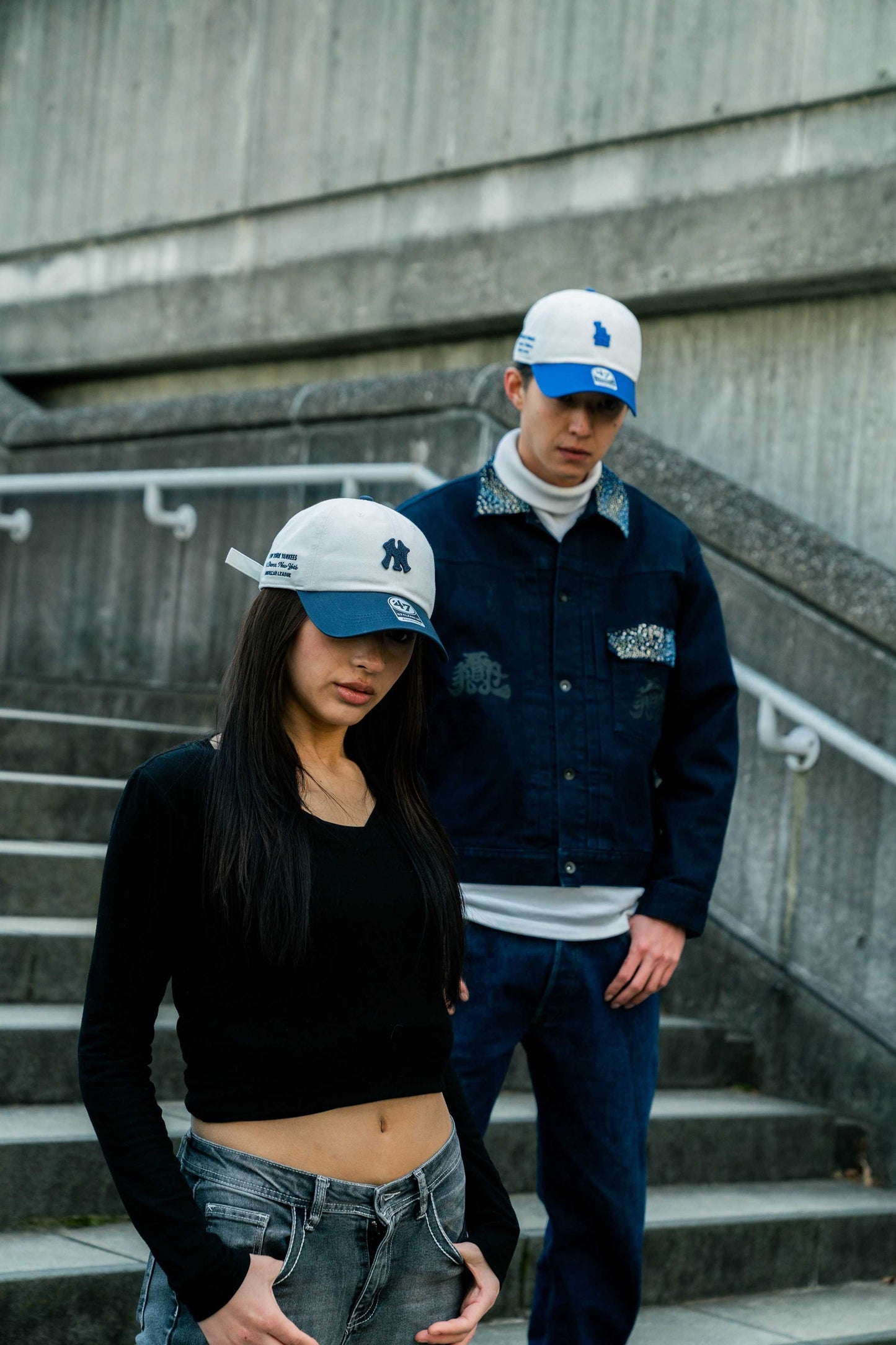 ’47 BRAND New York Yankees - CLEAN UP WHITE/NAVY【14920543 47A-CLP-B-CONTT17CNS-SS】