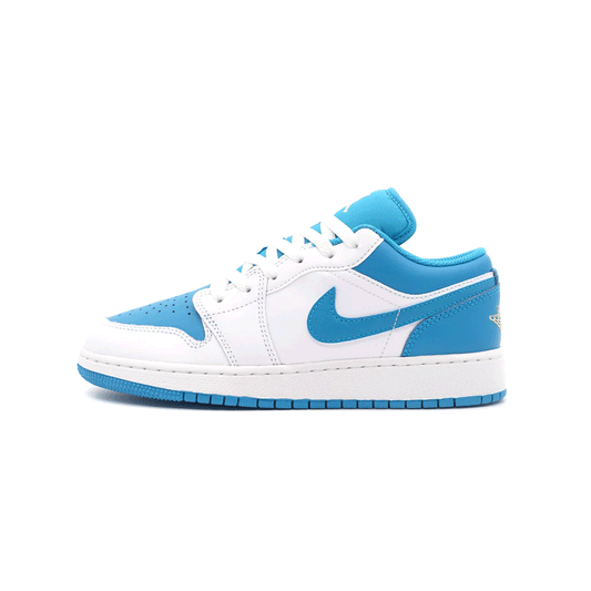 NIKEJORDAN BRAND AIR JORDAN 1 LOW (GS) "WHITE/CELESTIAL GOLD-AQUATONE" Nike Air Jordan 1 Low "White/Celestial Gold-Aquatone" [553560-174] 