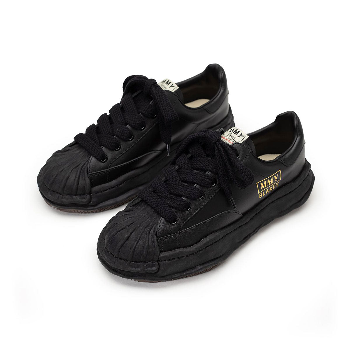 Maison MIHARA YASUHIRO メゾン ミハラヤスヒロ BLAKEY LOW ブレイキーロー OG SOLE SHELL TOE LEATHER SNEAKER BLK/BLK【A06FW702】