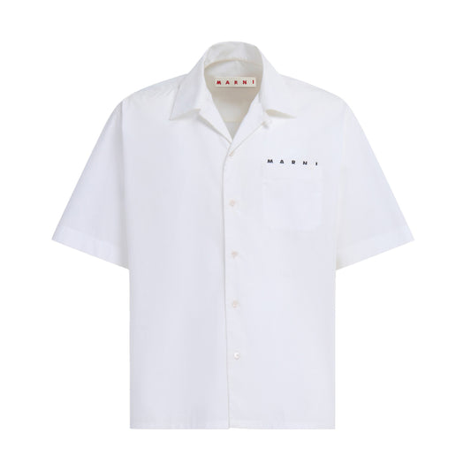 MARNI - White organic poplin bowling shirt with hidden logo【CUMU0213P8 USCT88 LOW01】