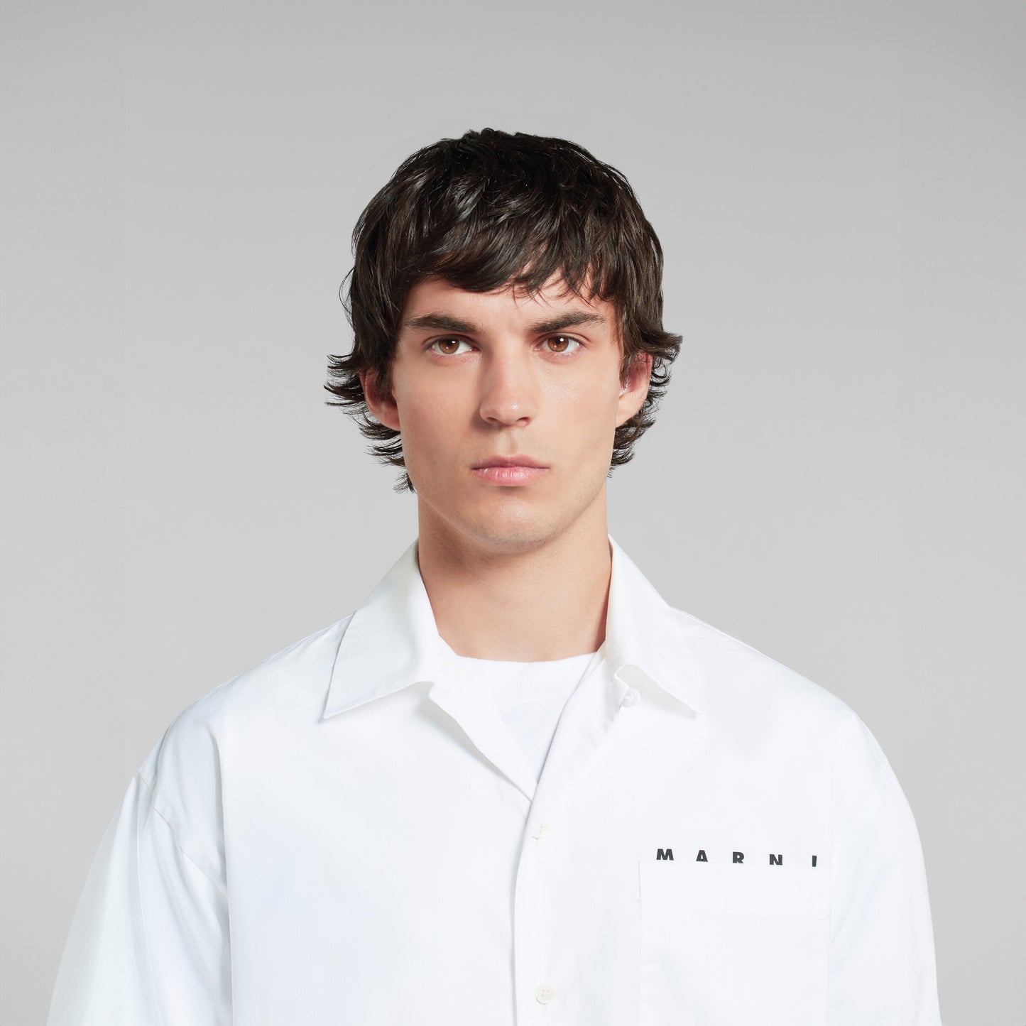 MARNI - White organic poplin bowling shirt with hidden logo【CUMU0213P8 USCT88 LOW01】