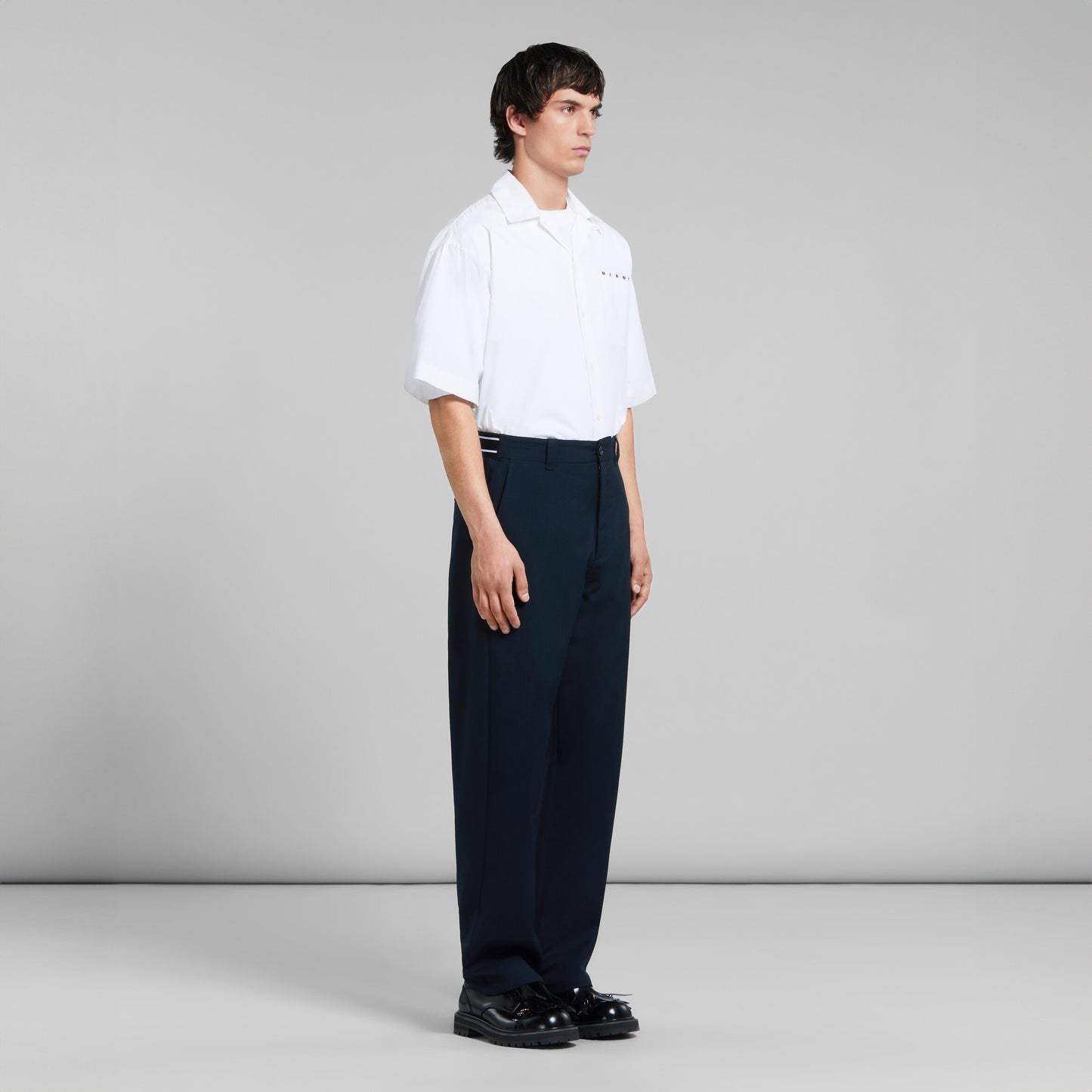 MARNI - White organic poplin bowling shirt with hidden logo【CUMU0213P8 USCT88 LOW01】