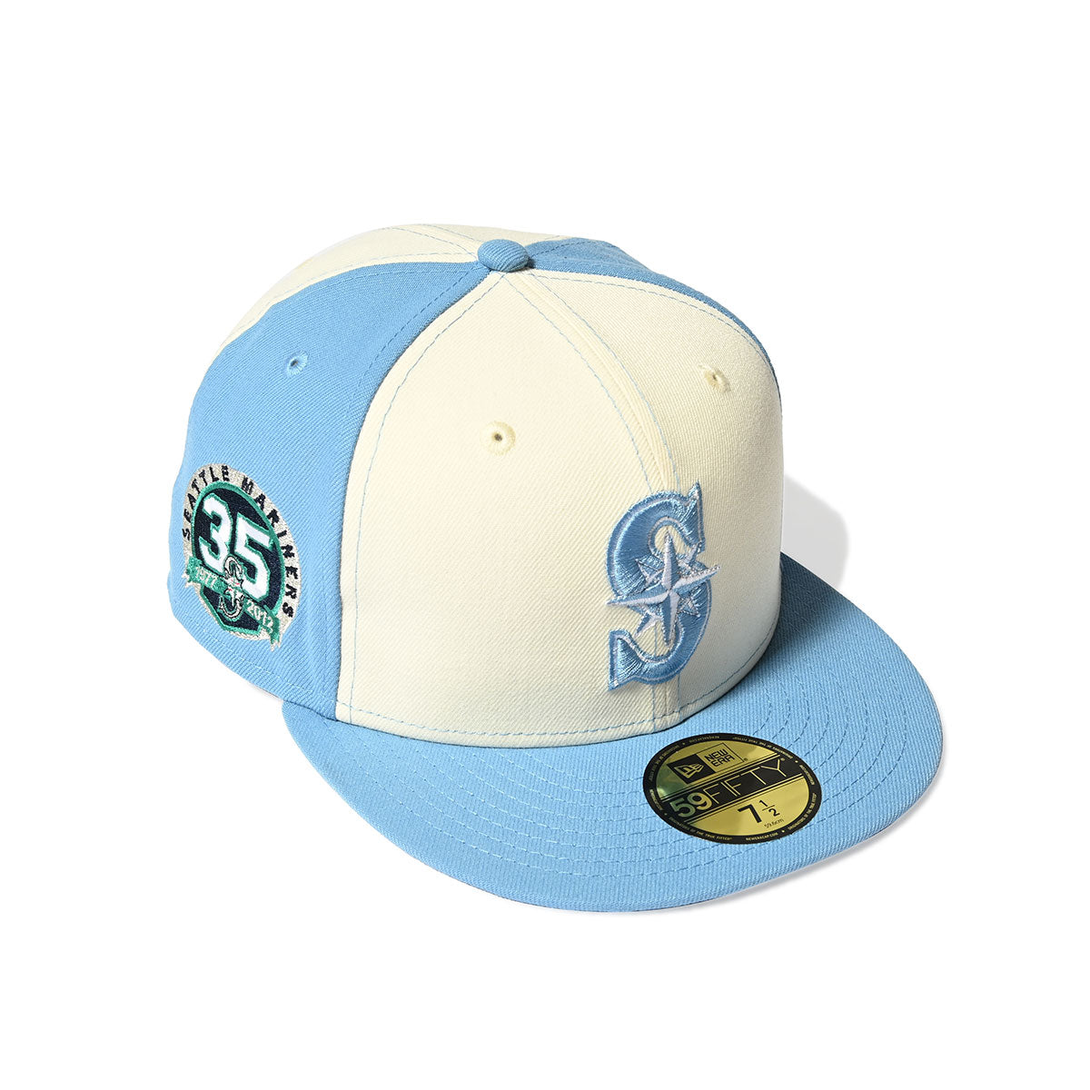 7 top 3/8 Hat Club Seattle Mariners New Era 59Fifty Jersey Script 35th Teal