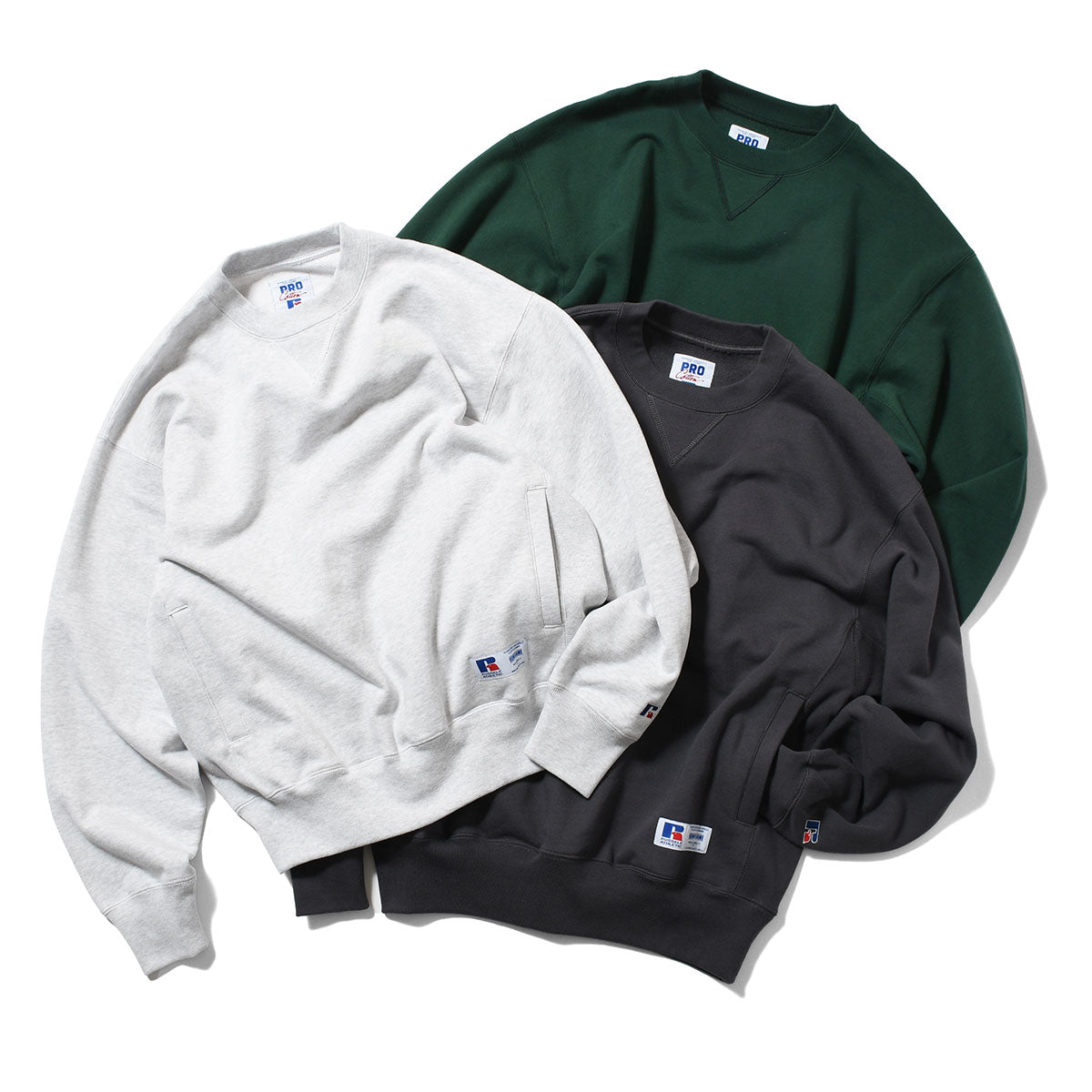RUSSELL ATHLETIC | HOMEGAME - PRO COTTON LOOPBACK TERRY SWEAT CREWNECK GREEN【26FW-HG-002】