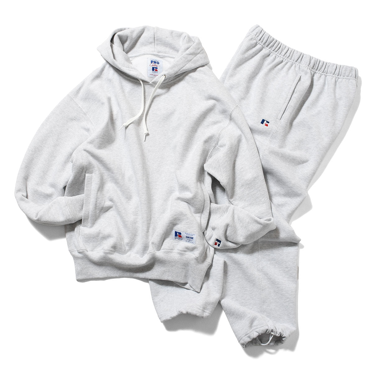 RUSSELL ATHLETIC | HOMEGAME - PRO COTTON LOOPBACK TERRY SWEAT HOODIE ASH【26FW-HG-001】
