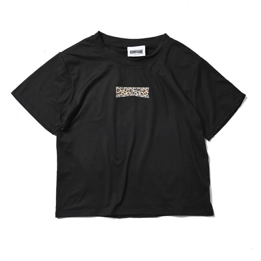 HOMEGAME - HOMEGAME LEOPARD LOGO CROPPED TEE BLACK【HG260152】