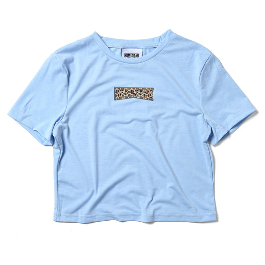 HOMEGAME - HOMEGAME LEOPARD LOGO CROPPED TEE LIGHT BLUE【HG260153】