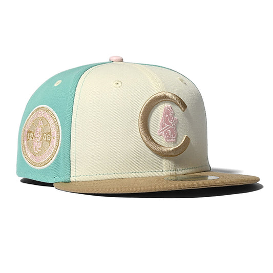 NEW ERA Chicago Cubs - 1908 WS 59FIFTY CHROME/MINT/BEIGE【70756782】