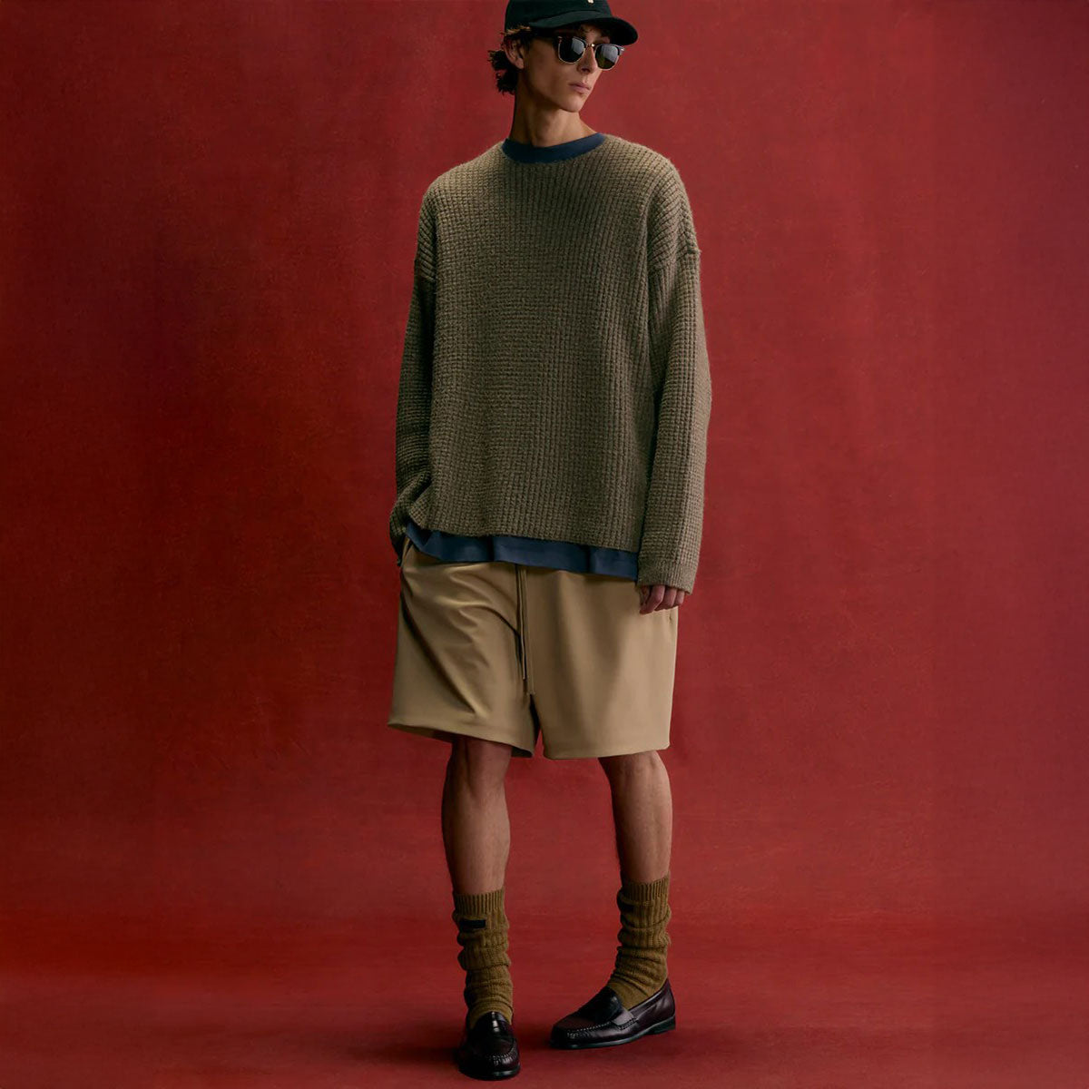 Fear of God ESSENTIALS - HEAVY WAFFLE CREWNECK SWEATHER HEATHER GRAY 【192HO246171F】