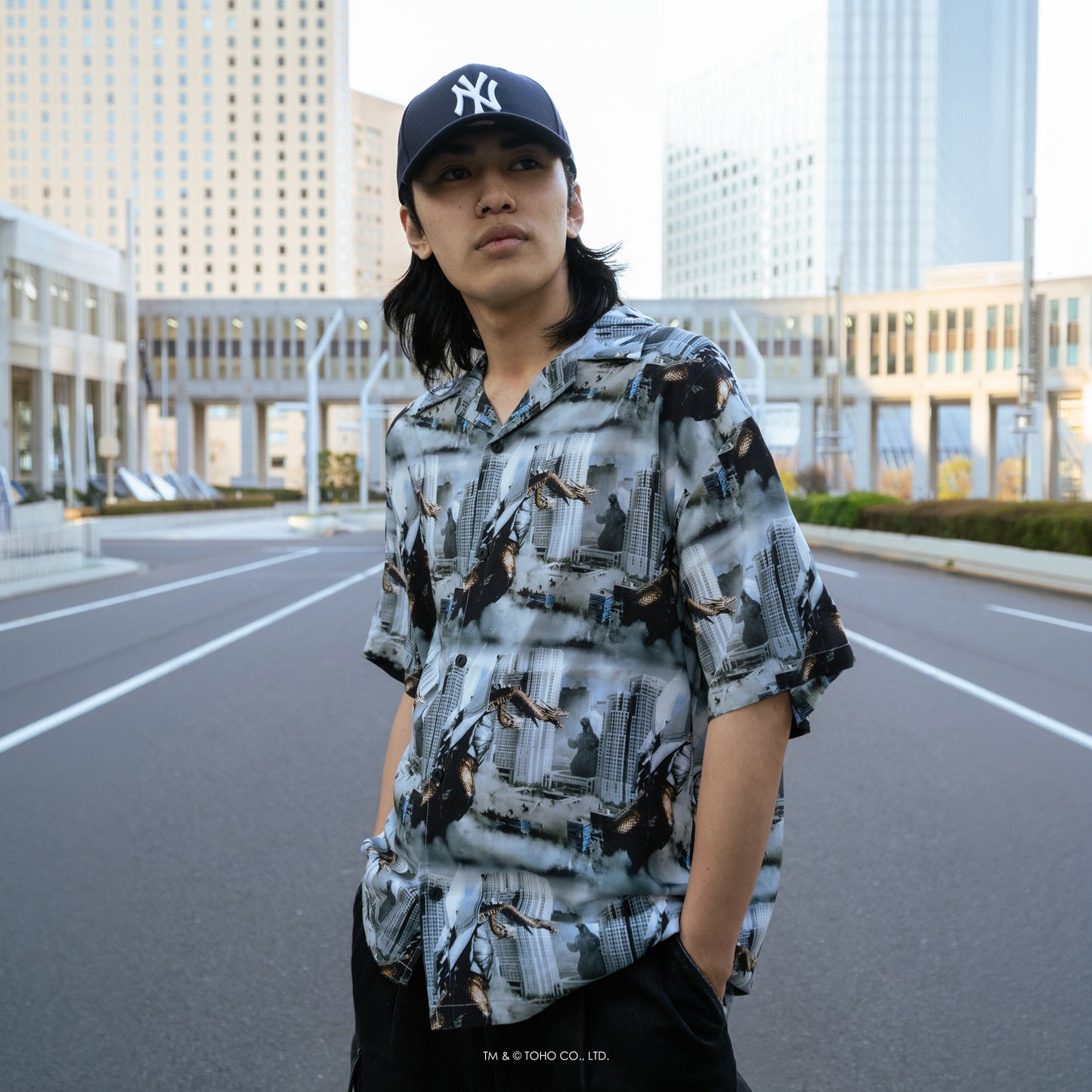 【受注販売：6月下旬頃より順次発送】GODZILLA | HOMEGAME OPEN COLLAR SHIRT ゴジラVSキングギドラ【HG260202】