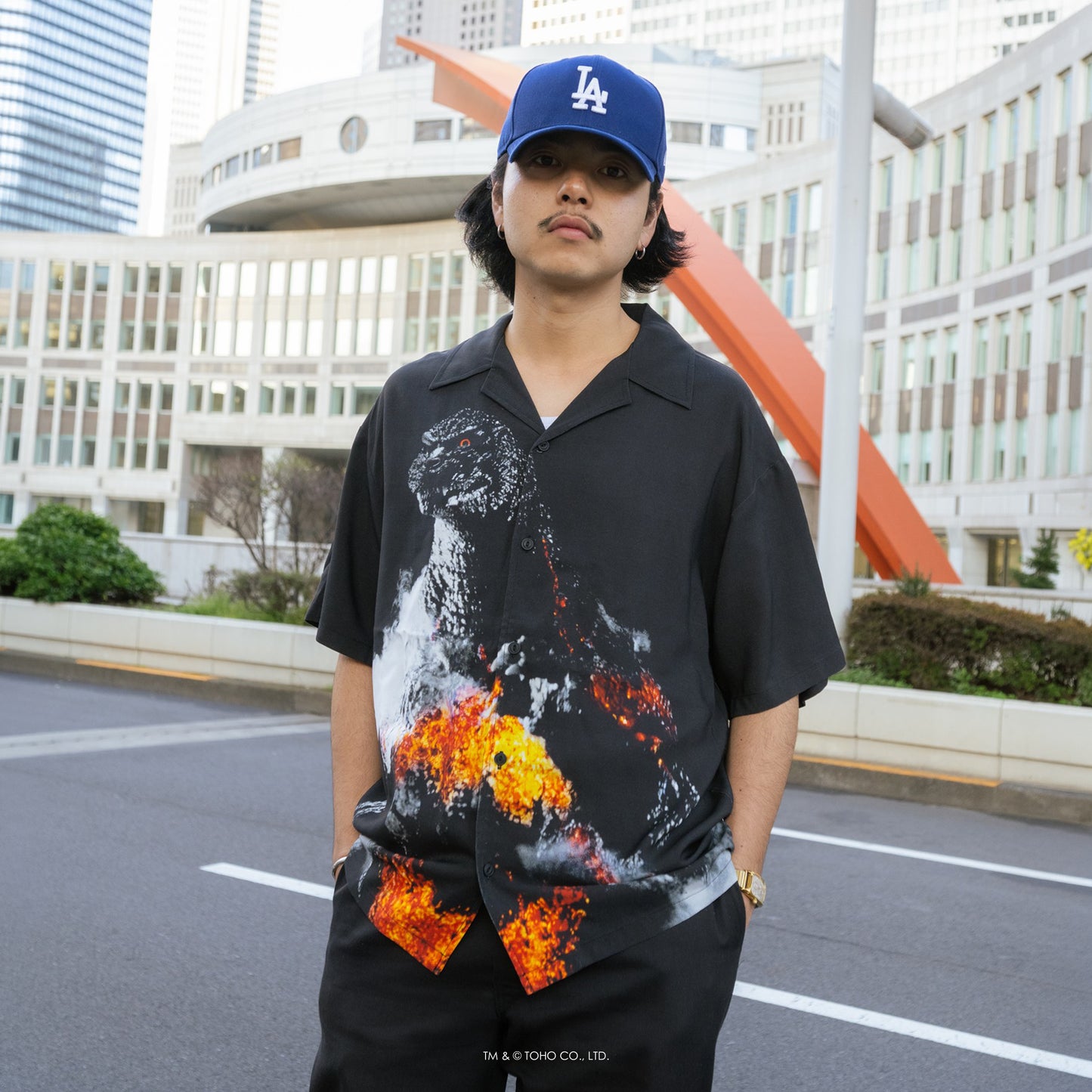 【受注販売：6月下旬頃より順次発送】GODZILLA | HOMEGAME OPEN COLLAR SHIRT ゴジラVSデストロイア【HG260203】