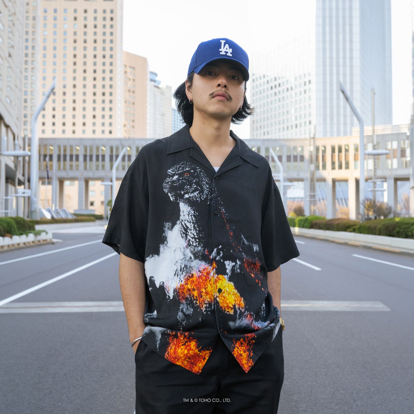 【受注販売：6月下旬頃より順次発送】GODZILLA | HOMEGAME OPEN COLLAR SHIRT ゴジラVSデストロイア【HG260203】