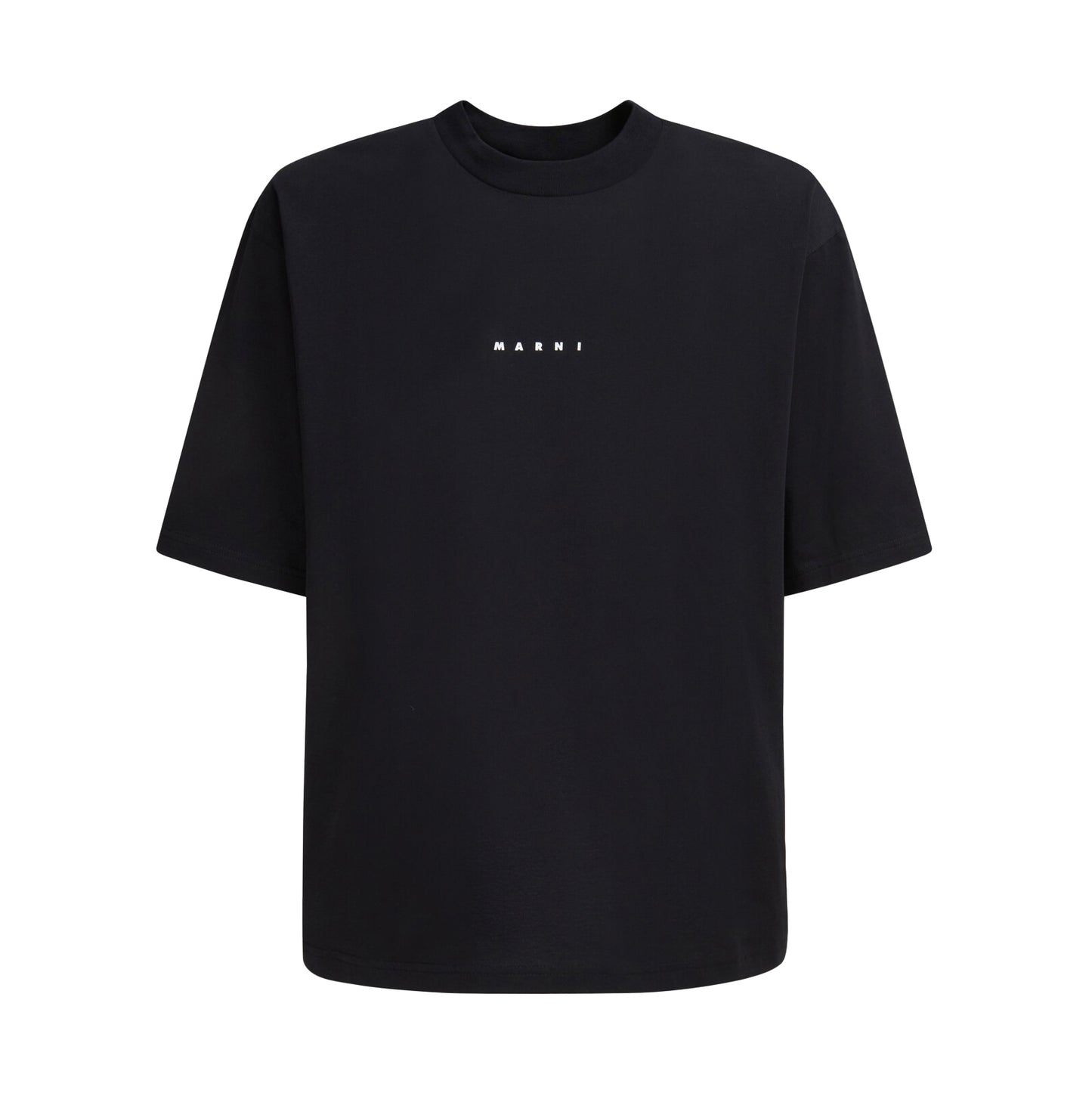 MARNI - Black organic cotton T-shirt with Mini logo Marni【HUMU0223P1 USCS87 LON99】