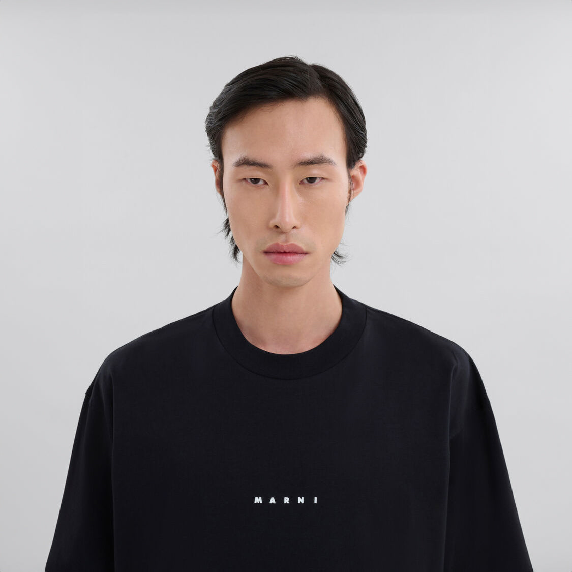 MARNI - Black organic cotton T-shirt with Mini logo Marni【HUMU0223P1 USCS87 LON99】