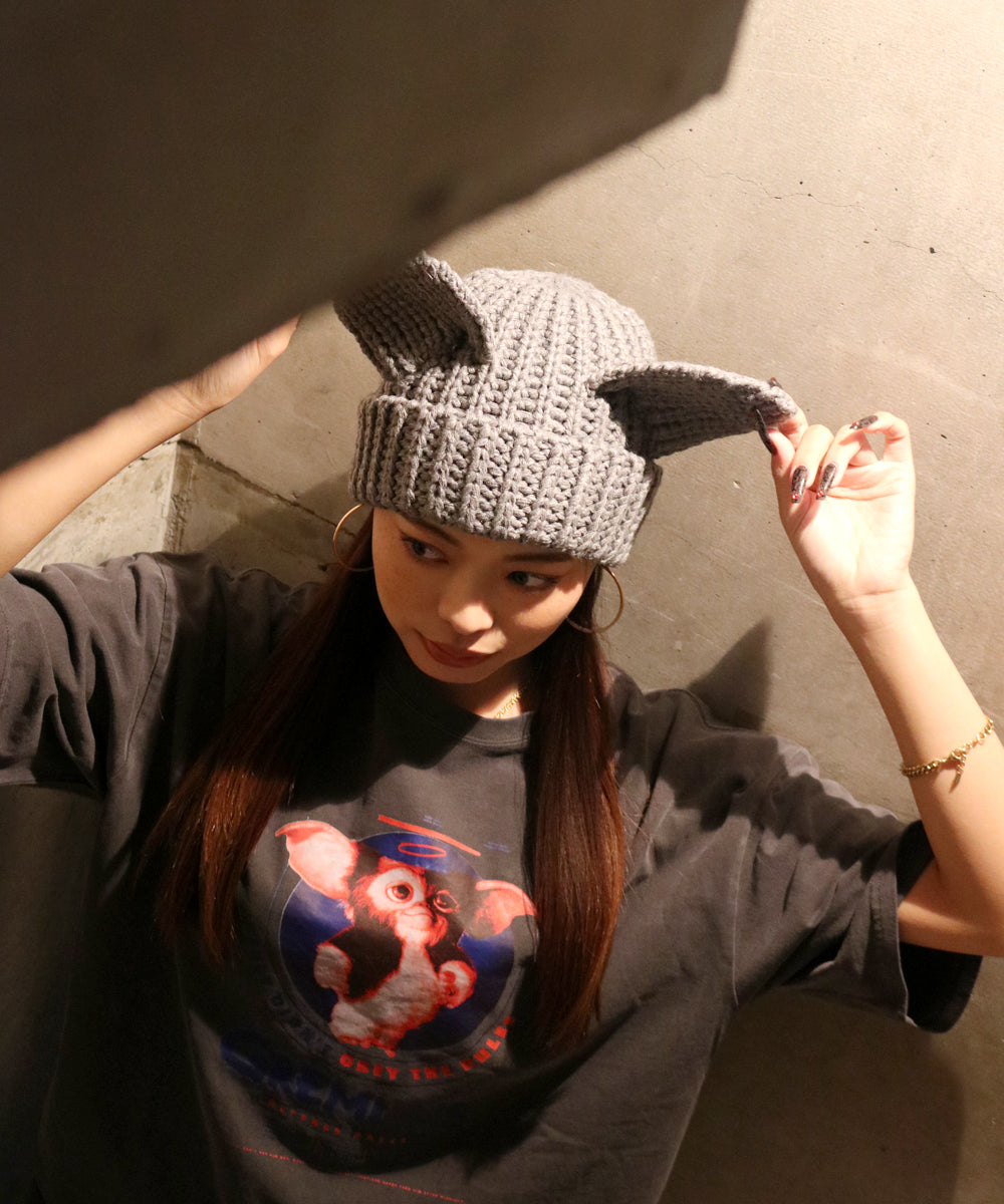 HOMEGAME - CAT KNIT CAP SILVER [HG241404]