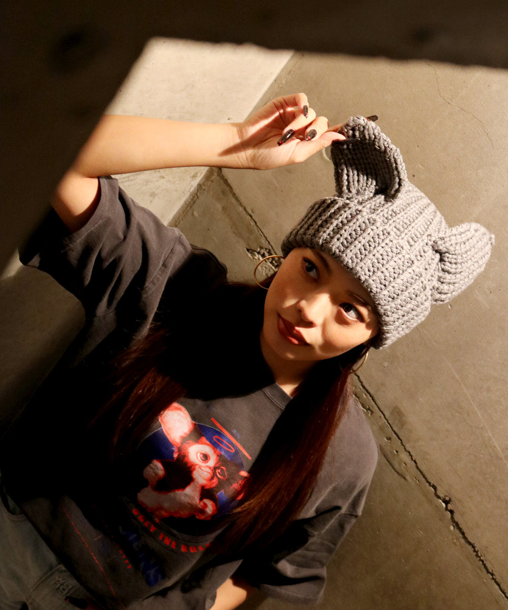 HOMEGAME - CAT KNIT CAP SILVER [HG241404]