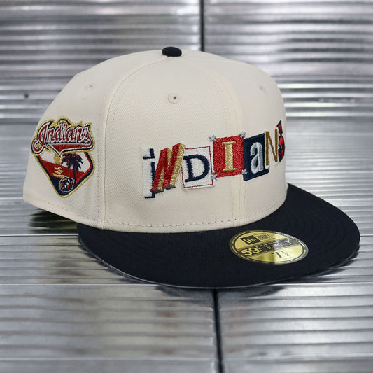 NEW ERA - Cleveland Indians DeathNote Indians Patch 59Fifty CHROME/NVY