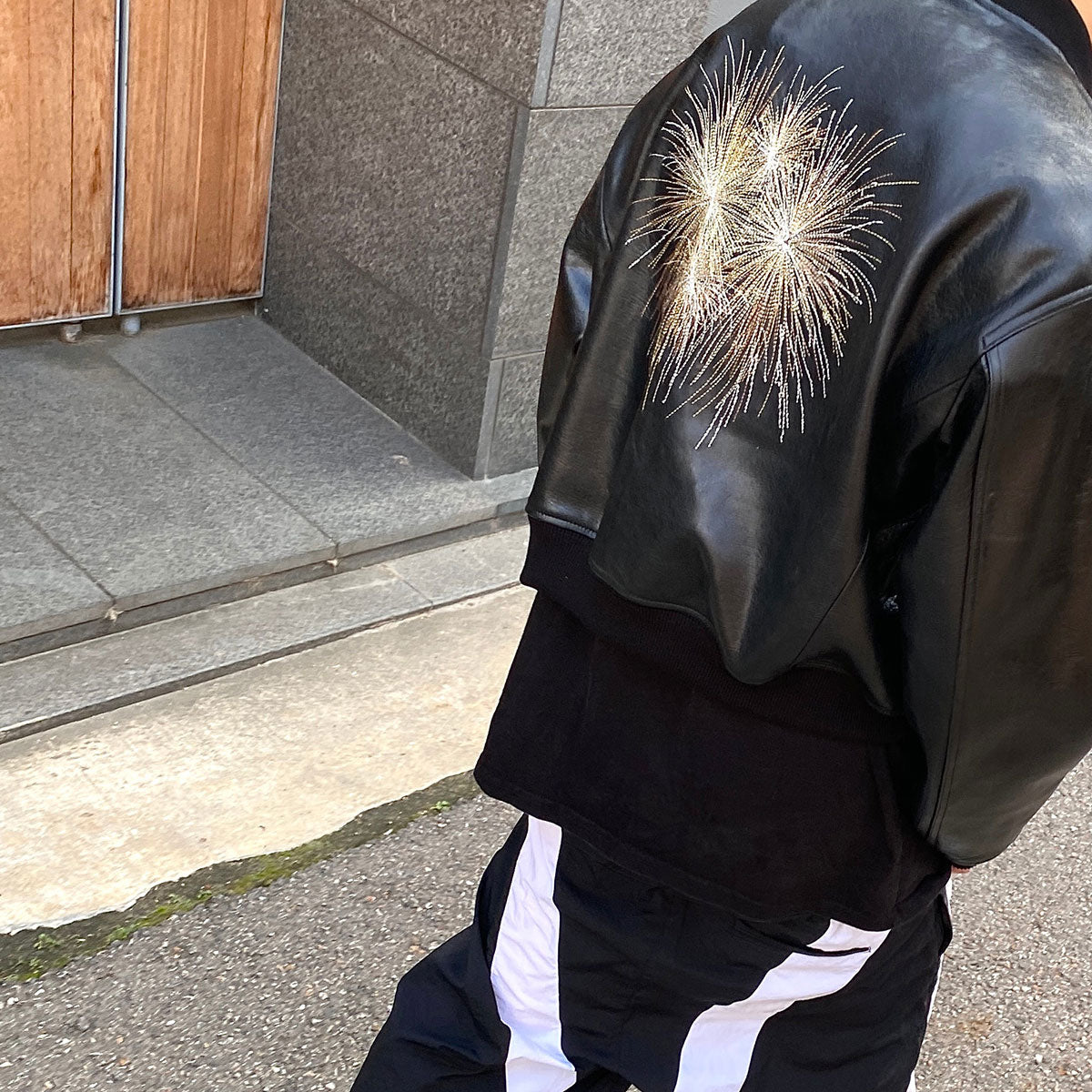 Undermycar - HOMMAGE EMBRACED ”THE FIREWORKS” LAMB LEATHER BLOUSON BLACK