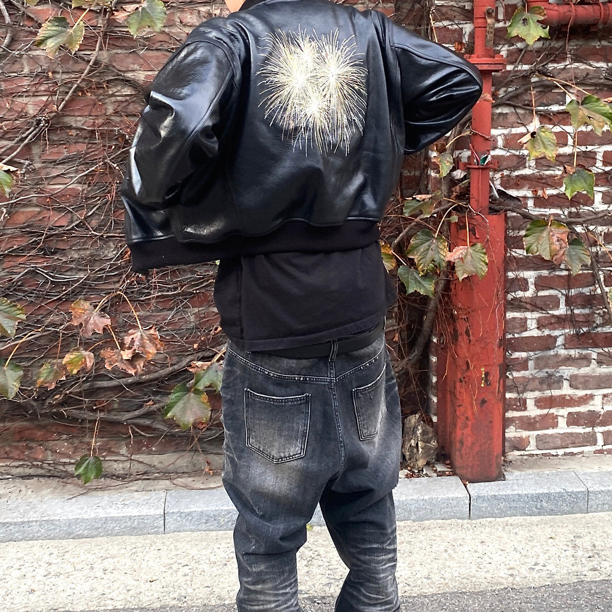 Undermycar - HOMMAGE EMBRACED ”THE FIREWORKS” LAMB LEATHER BLOUSON BLACK