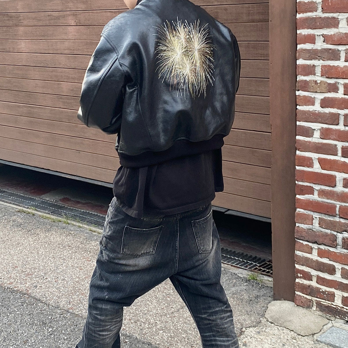 Undermycar - HOMMAGE EMBRACED ”THE FIREWORKS” LAMB LEATHER BLOUSON BLACK