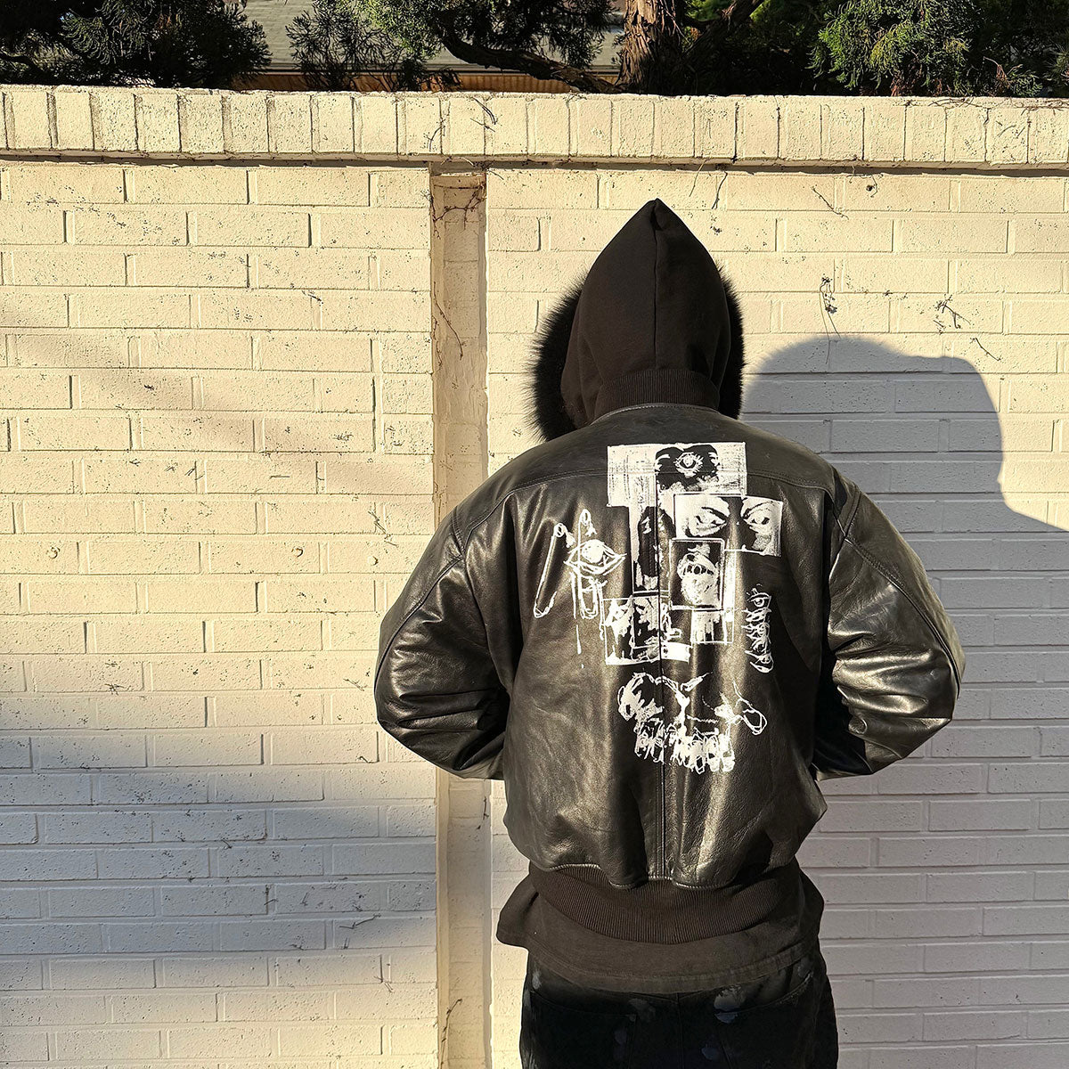 Undermycar - Unknown ARTWORK Printed Goat SKIN Bomber Black