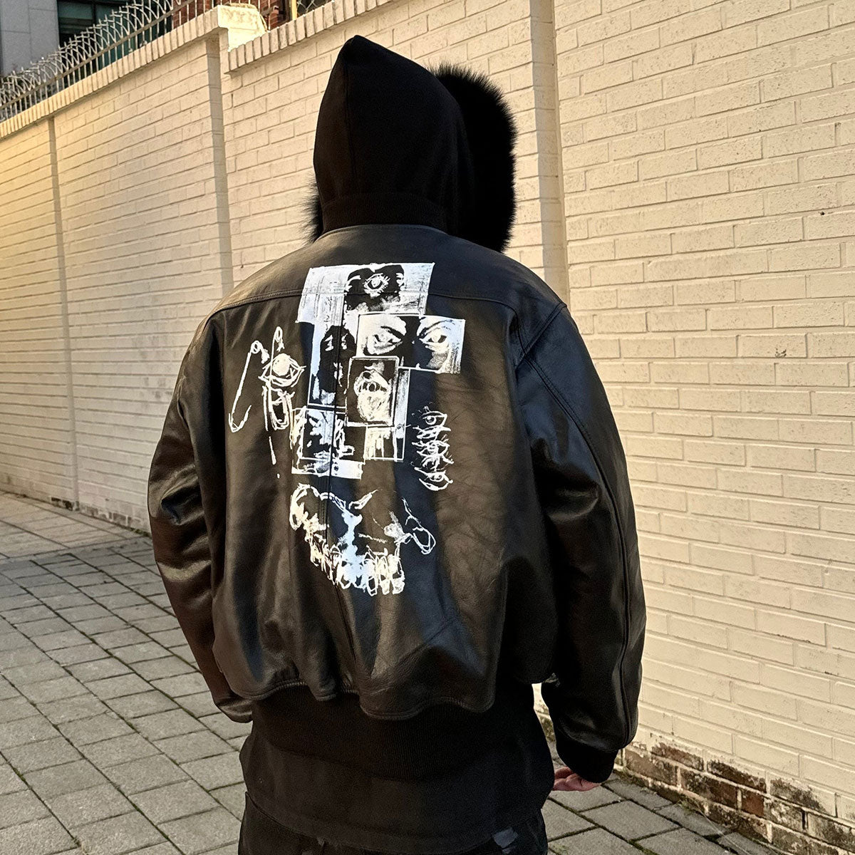 Undermycar - Unknown ARTWORK Printed Goat SKIN Bomber Black