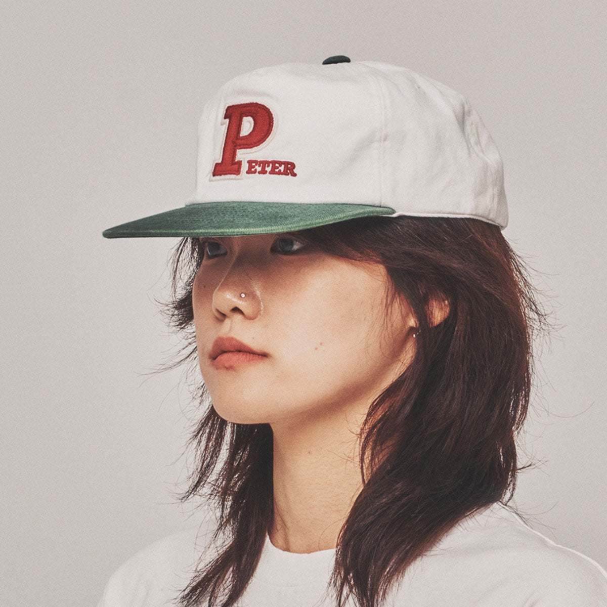 MY NAME IS PETER - 5-PANEL PETER APPLIQUE CAP WHITE/GREEN